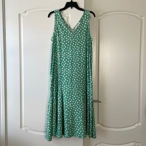 BNWT Loft Petites linen blend summer polka dot dress, Size LP